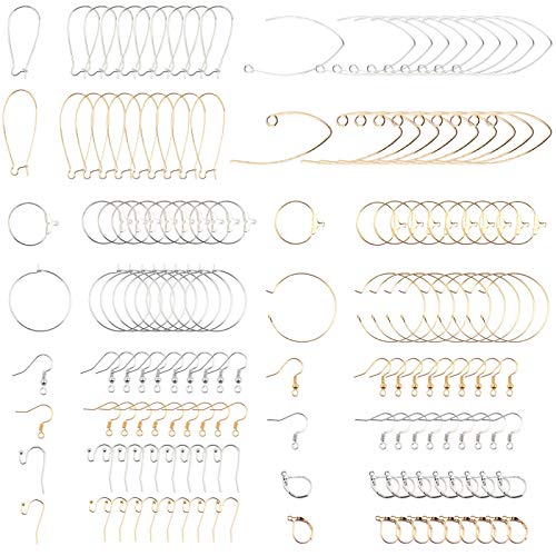 SUNNYCLUE 1 Box 160pcs Nierenohrdrähte Hebel Zurück Perlenreifen ReifenohrZubehör Fisch Französisch Ohrring Haken Ohrdraht Für DIY Baumeln Ohrringe Schmuck Machen Hypoallergen, Gemischte Farbe von SUNNYCLUE