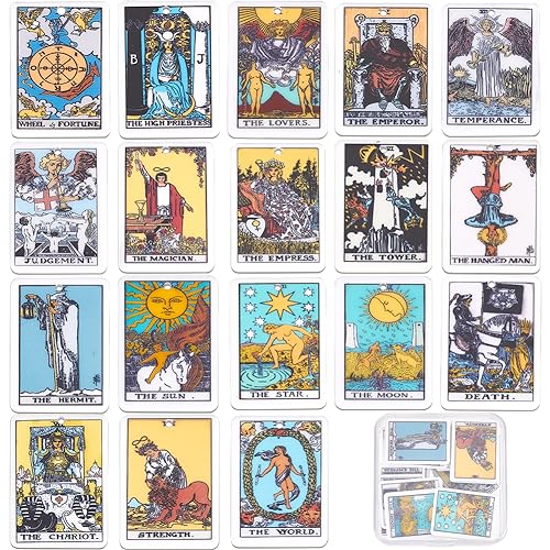 SUNNYCLUE 1 Box 18 Stile Tarot Charms Tarot Karten Charms Lehnwort Charme Große Acryl Glücksbringer Glücksbringer Astrologie Weissagungs Charme Amulett Magischer Anhänger Für Die Schmuckherstellung von SUNNYCLUE
