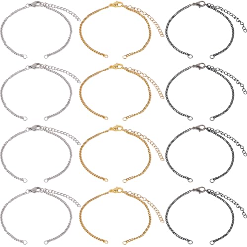 SUNNYCLUE 1 Box 18 Stück 3 Farben Ovales Gliederarmband Edelstahl Armbandglieder Gold Silber Schwarz Metall Verstellbare Verlängerungsketten Mit Karabinerverschlüssen Biegeringen Für Die Schmuckherste SUNNYCLUE 1 Box 18 Stück 3 Farben Ovales Gliederarmband Edelstahl Armbandglieder Gold Silber Schwarz Metall Verstellbare Verlängerungsketten Mit Karabinerverschlüssen Biegeringen Für Die Schmuckherste von SUNNYCLUE