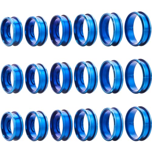 SUNNYCLUE 1 Box 18 Stück Inlay Ringrohlinge Blaue Edelstahl Ringrohlinge Gerillter Ringrohling US Größe 7/8/9/10/11/12 Fingerring Einstellungen Ringkerne Rohlinge Für Schmuckherstellungs Kits DIY Bast von SUNNYCLUE
