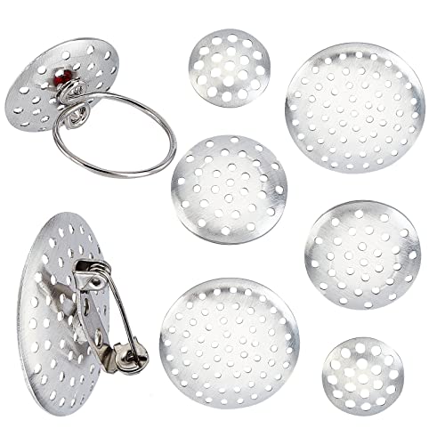SUNNYCLUE 1 Box 180 Stück 3 Größen Brosche Sieb Zubehör 12 mm 18 mm 28 mm Silber Brosche Verschlüsse Pin Disk Basis Scheibe Blank Verdicken Cabochon Tabletts Für DIY Schmuck Basteln Dekoration Zubehör von SUNNYCLUE