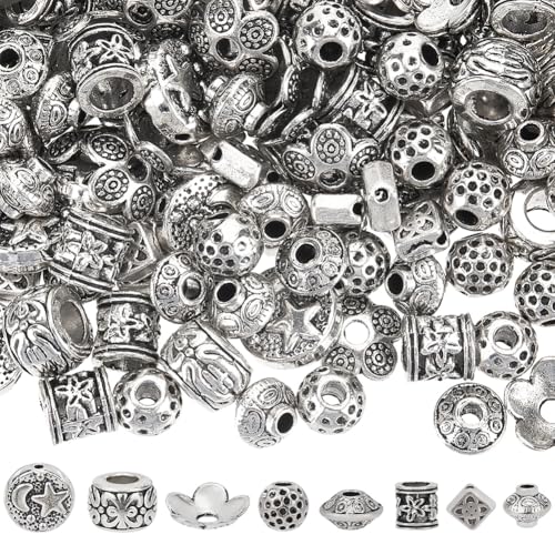 SUNNYCLUE 1 Box 180 Stück 8 Stile Legierungsperlen Im Tibetischen Stil Silberne Abstandsperlen Großpackung Verschiedene Metallperlen Antike Retro Rondell Und Runde Säulenperlen Lose Charm Perlen Für SUNNYCLUE 1 Box 180 Stück 8 Stile Legierungsperlen Im Tibetischen Stil Silberne Abstandsperlen Großpackung Verschiedene Metallperlen Antike Retro Rondell Und Runde Säulenperlen Lose Charm Perlen Für von SUNNYCLUE