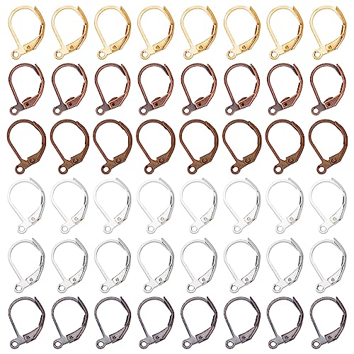 SUNNYCLUE 1 Box 180 Stück Leverback Ohrringhaken Große Französische Ohrringhaken Lever Back Ohrhaken Mit Offener Schlaufe Hypoallergene Messing Hebelhaken Hoop Ohrhaken DIY Ohrringzubehör Für Die Schm von SUNNYCLUE