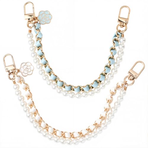 SUNNYCLUE 1 Box 2 Stück 2 Farben Tumbler Griff Strap Pearl Cup Zubehör 26,7 cm Kunststoffperlen Bunte Legierung Blume gewebte Wasserflasche Gliederhalter Ketten für die meisten Trinkgläser, Flaschen von SUNNYCLUE