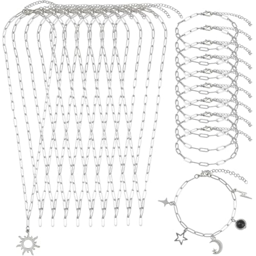 SUNNYCLUE 1 Box 20 Stück 45,7 cm Büroklammer-Armband, Bulk-Büroklammer-Halsketten, Charm-Set, silberfarben, Edelstahl, Metall, Karabinerverschluss, Gliederketten für Damen und Herren SUNNYCLUE 1 Box 20 Stück 45,7 cm Büroklammer-Armband, Bulk-Büroklammer-Halsketten, Charm-Set, silberfarben, Edelstahl, Metall, Karabinerverschluss, Gliederketten für Damen und Herren von SUNNYCLUE