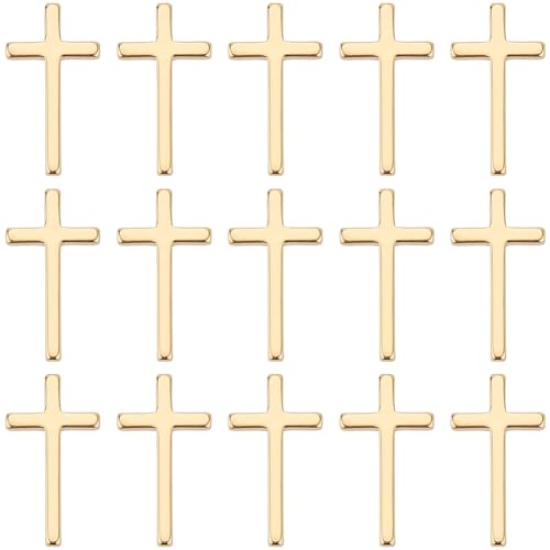 SUNNYCLUE 1 Box 20 Stück Echte 18 Karat Vergoldete Kruzifix Anhänger Großpackung Goldener Kreuz Anhänger Aus Messing Metall Gotische Osterfest Kreuze Anhänger Zur Schmuckherstellung Anhänger Zum Selbe von SUNNYCLUE