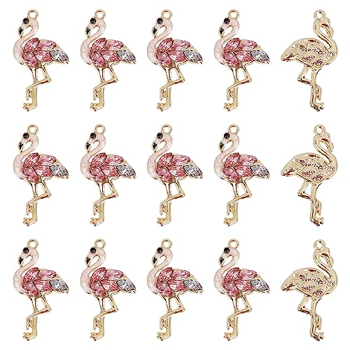 SUNNYCLUE 1 Box 20 Stück Flamingo Charms Strass Flamingo Charm Rosa Vogel Niedliche Tierliebe Flamingos Charms Für Die Schmuckherstellung Charm Anhänger Für Frauen Ohrringe Halskette Armband Schlüssel von SUNNYCLUE