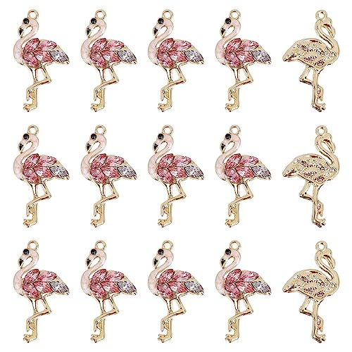 SUNNYCLUE 1 Box 20 Stück Flamingo Charms Strass Flamingo Charm Rosa Vogel Niedliche Tierliebe Flamingos Charms Für Die Schmuckherstellung Charm Anhänger Für Frauen Ohrringe Halskette Armband Schlüssel von SUNNYCLUE