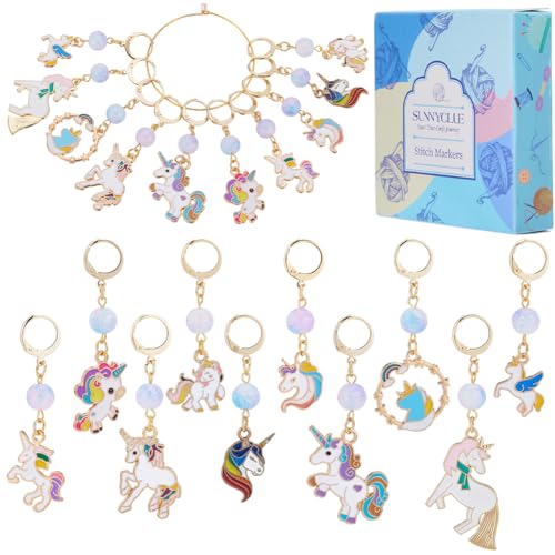 SUNNYCLUE 1 Box 20 Stück Maschenmarkierer Niedlicher Emaille Einhorn Charm Verriegelbare Hebelverschlüsse Häkelmarkierer Abnehmbare Clip On Strickmarkierer Aus Metall Charms Zum Häkeln Weben Nähen Qui von SUNNYCLUE