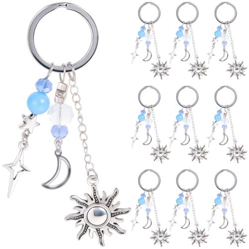 SUNNYCLUE 1 Box 20 Stück Sonne und Mond Schlüsselanhänger-Set, Stern-Schlüsselanhänger, Bulk-Metall, Silber, tibetische Wunschsterne, Schlüsselanhänger, Anhänger, Anhänger für Handtaschen, Party SUNNYCLUE 1 Box 20 Stück Sonne und Mond Schlüsselanhänger-Set, Stern-Schlüsselanhänger, Bulk-Metall, Silber, tibetische Wunschsterne, Schlüsselanhänger, Anhänger, Anhänger für Handtaschen, Party von SUNNYCLUE