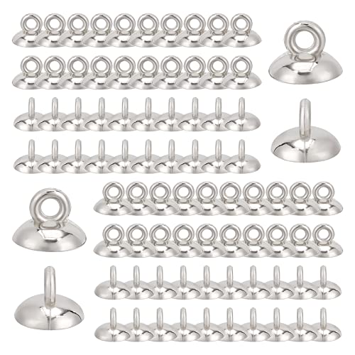 SUNNYCLUE 1 Box 200 Stück Silberperlenkappen 10 mm Perlen Bügelkappen Perlen Endkappen Dangle Charm Connector Round Bail Für Die Schmuckherstellung Halskette Ohrringe Armband Frauen DIY Glaskugel Char von SUNNYCLUE