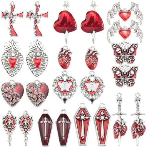 SUNNYCLUE 1 Box 24 Stück 12 Stile Gothic Charms Rote Gothic Charms Herz Orgel Flügel Sarg Totenköpfe Schmetterling Motte Halloween Charms Zur Schmuckherstellung Charms Zum Selbermachen Armbänder Ohrri SUNNYCLUE 1 Box 24 Stück 12 Stile Gothic Charms Rote Gothic Charms Herz Orgel Flügel Sarg Totenköpfe Schmetterling Motte Halloween Charms Zur Schmuckherstellung Charms Zum Selbermachen Armbänder Ohrri von SUNNYCLUE