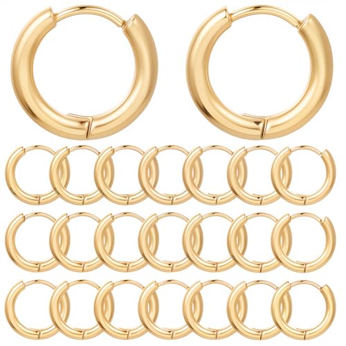 SUNNYCLUE 1 Box 24 Stück 18K Vergoldete Creolen Huggie Ohrring Haken Edelstahl Ohrring Creolen Winzige Knorpelohrring Zubehör Für Die Schmuckherstellung Frauen Erwachsene DIY Ohrhänger Bastelbedarf von SUNNYCLUE
