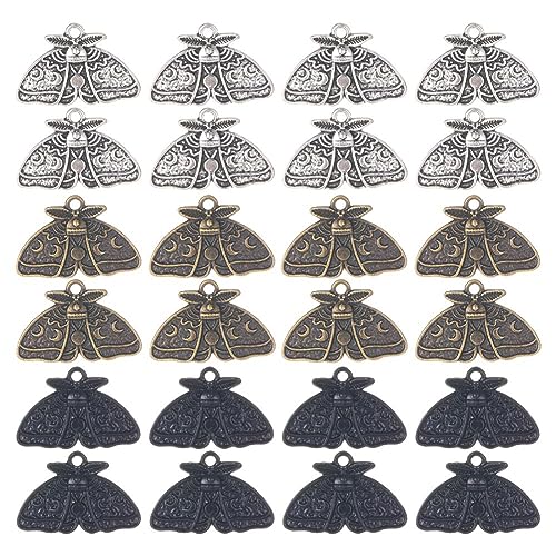 SUNNYCLUE 1 Box 24 Stück Motten Charms Motten Charm Große Mondphasen Charms Halloween Gothic Glückstier Insekt Charm Mondmonde Charms Für Die Schmuckherstellung Charms DIY Handwerk Handgefertigtes Ge von SUNNYCLUE