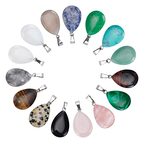 SUNNYCLUE 1 Box 30 Stück 15 Farben Tropfen-Edelstein-Charms Natürliche Energie Heilkristall Gemischte Stein-Anhänger Bunte Chakra-Edelstein-Perlen Tigerauge Jaspis Türkis Für Die Schmuckherstellung SUNNYCLUE 1 Box 30 Stück 15 Farben Tropfen-Edelstein-Charms Natürliche Energie Heilkristall Gemischte Stein-Anhänger Bunte Chakra-Edelstein-Perlen Tigerauge Jaspis Türkis Für Die Schmuckherstellung von SUNNYCLUE