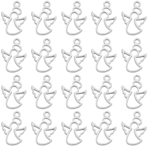 SUNNYCLUE 1 Box 30 Stück Engel Anhänger Silberne Feen Anhänger Großpackung Hohle Schutzengel Tibetischer Stil 304 Flügel Anhänger Aus Edelstahl Charms Für Die Schmuckherstellung Charms Weihnachtsarmbä von SUNNYCLUE