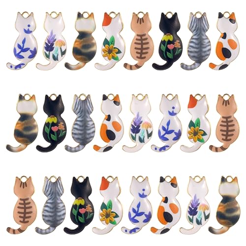 SUNNYCLUE 1 Box 30 Stück Katzen Charms Große Haustier Pendants Kitty Charm Schwarze Katze Kätzchen Tier Emaille Cartoon Niedliches Mini Haustier Legierungs Pendant Für Die Schmuckherstellung Charme von SUNNYCLUE