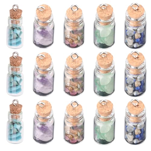 SUNNYCLUE 1 Box 30 Stück Mini Glasflaschen Charms Halskette Wunschflaschen Charm Winzige Glas Charms Kleine Edelsteine Treibende Korkstopfen Dekorations Charm Für Die Schmuckherstellung Charms Ohrring von SUNNYCLUE