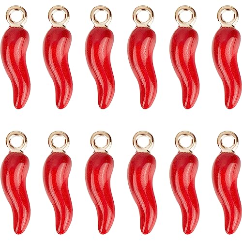 SUNNYCLUE 1 Box 30 Stück Pfeffer Charms Gemüse Charms Mini Kleine Emaillierte Scharfe Paprika Rote Chili Lebensmittel Charme Miniatur Lebensechte Würzige Chili Charme Für Schmuckherstellung Anhänger von SUNNYCLUE