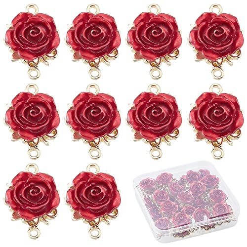 SUNNYCLUE 1 Box 30 Stück Rosen-Charms 3D-Rosen-Charm-Rosen-Verbindungsstücke Für Die Schmuckherstellung Legierungsglieder Charms Doppelschlaufen Schmuckverbinder Rote Blumen-Charm-Halsketten-Armband-O SUNNYCLUE 1 Box 30 Stück Rosen-Charms 3D-Rosen-Charm-Rosen-Verbindungsstücke Für Die Schmuckherstellung Legierungsglieder Charms Doppelschlaufen Schmuckverbinder Rote Blumen-Charm-Halsketten-Armband-O von SUNNYCLUE
