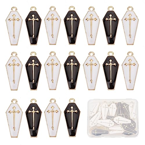 SUNNYCLUE 1 Box 30 Stück Sarg Anhänger Im Gothic Stil Halloween Emaille Anhänger Schwarz Weiße Anhänger Goldene Kreuz Anhänger Für Die Schmuckherstellung Cham Halskette Ohrringe Armbänder Schlüsselanh SUNNYCLUE 1 Box 30 Stück Sarg Anhänger Im Gothic Stil Halloween Emaille Anhänger Schwarz Weiße Anhänger Goldene Kreuz Anhänger Für Die Schmuckherstellung Cham Halskette Ohrringe Armbänder Schlüsselanh von SUNNYCLUE
