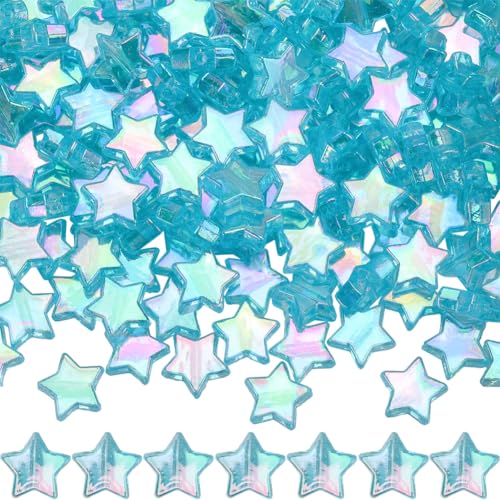 SUNNYCLUE 1 Box 300 Stück Acryl Sternperlen 10 mm Transparente Sternperlen ab Farbe Himmelblau Pentagramm Klare Fünfzackige Sterne Abstandsperlen Zur Schmuckherstellung Perlensortimente DIY Basteln Ha von SUNNYCLUE