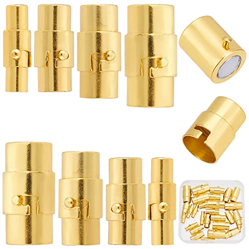 SUNNYCLUE 1 Box 32 Sets 4 Größen Kumihimo Endkappen Schmuck Magnetverschlüsse Lederband Endkappe Magnetverschlüsse Für Die Schmuckherstellung 3 mm 4.8 mm 6 mm 8 mm Goldene Armband-Halsketten-Verlänger von SUNNYCLUE