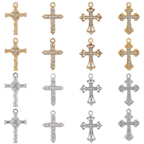 SUNNYCLUE 1 Box 32 Stück 8 Stile Strass Kreuz Anhänger Große Kruzifix Metallanhänger Gold Silber Legierung Glänzende Kleine Zirkonia Osteranhänger Für Schmuckherstellung Zubehör Basteln DIY Halsketten SUNNYCLUE 1 Box 32 Stück 8 Stile Strass Kreuz Anhänger Große Kruzifix Metallanhänger Gold Silber Legierung Glänzende Kleine Zirkonia Osteranhänger Für Schmuckherstellung Zubehör Basteln DIY Halsketten von SUNNYCLUE