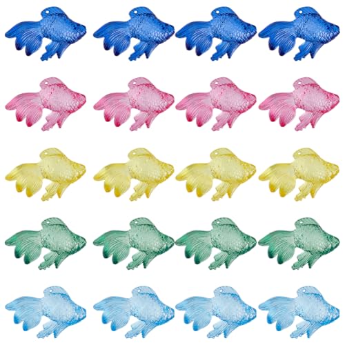 SUNNYCLUE 1 Box 36 Stück 6 Farben Goldfisch Anhänger Große Mengen Acryl Fisch Anhänger Große Mengen Kunststoff Bunt Süße Transparente Fische Sommer Ozean Meer Fluss Tier Anhänger Für Die Schmuckherste von SUNNYCLUE