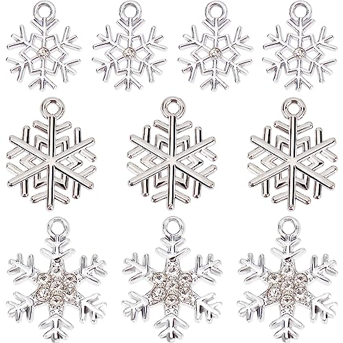 SUNNYCLUE 1 Box 36 Stück Schnee Charms Schneeflocken Charms Strass Winter Charm Große Weihnachts Charms Kleine Legierungs Charms Weihnachten Silberfarben Schnee Charms Für Die Schmuckherstellung Charm von SUNNYCLUE