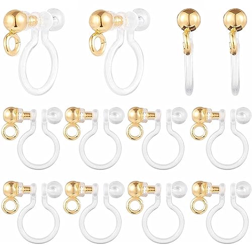 SUNNYCLUE 1 Box 40 Stück 18K Vergoldete Ohrring Konverter Aus Kunststoff Ohrring Clips Ohrringe Clip Konverter Ohrclip On Ohrringe Transparente U Typ Schmuckohrringe Für Die Schmuckherstellung Zubehör von SUNNYCLUE