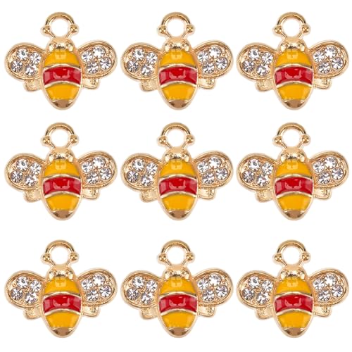 SUNNYCLUE 1 Box 40 Stück Bienen Kristall Anhänger Emaille Bienen Anhänger Metalllegierung Kleine Bienen Süße Gelbe Honigbienen Insekten Anhänger Zur Schmuckherstellung Halsketten Armbänder Ohrringe DI von SUNNYCLUE