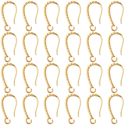 SUNNYCLUE 1 Box 40 Stück Echte 18 Karat Vergoldete Ohrringhaken Ohrringdraht Befunde Messing Metall Twist Französischer Stil Ohrhaken Mit Offener Schlaufe Für Die Schmuckherstellung Frauen Hochzeitsbe von SUNNYCLUE