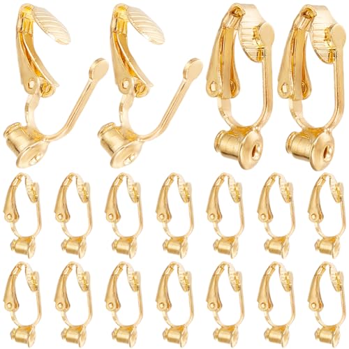 SUNNYCLUE 1 Box 40 Stück Goldene Clip On Ohrring Konverter Ohrring Clip Verschlüsse Nicht Durchbohrte Ohren Konverter Befunde Mit Pfosten Flache Rückseite Offene Schlaufe Messing Ohrring Clips Für Die von SUNNYCLUE