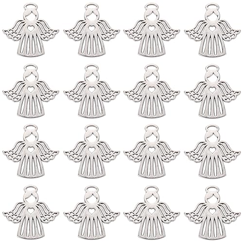 SUNNYCLUE 1 Box 40 Stück Schutzengel Charms Silber Engel Charm Bulk Antik Tibetische Legierung Feenflügel Flügel Anhänger Valentinstag Charme Für Die Schmuckherstellung Charme DIY Armband Halskette A von SUNNYCLUE