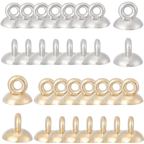 SUNNYCLUE 1 Box 400 Stück 8 mm Kunststoff Perlenkappen Mit Öse Gold Silberfarbene Endkappen Perlenösen Runde Anhängerkappe Charm Verbinder Großpackung Zur Schmuckherstellung Zubehör DIY Perlen Bastelb von SUNNYCLUE