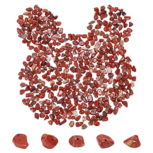 SUNNYCLUE 1 Box 400 Stück Natürliche Chip Stein Perlen Natürlicher Roter Jaspis Chip Perlen Edelstein Perlen Unregelmäßiger Chips Stein Mit Löchern Zum Basteln von Ohrring Armbändern 5~8 mm von SUNNYCLUE