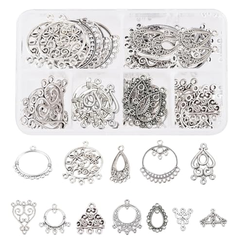 SUNNYCLUE 1 Box 48 Stück 12 Stile Kronleuchter Charms Ohrringverbinder Charm Filigrane Komponenten Links Zubehör Schleifen Für Erwachsene Anfänger DIY Schmuck Vintage Creolenherstellung Antik Silber SUNNYCLUE 1 Box 48 Stück 12 Stile Kronleuchter Charms Ohrringverbinder Charm Filigrane Komponenten Links Zubehör Schleifen Für Erwachsene Anfänger DIY Schmuck Vintage Creolenherstellung Antik Silber von SUNNYCLUE