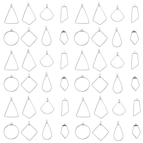SUNNYCLUE 1 Box 48 Stück 8 Stile Geometrisches Quadratisches Tropfen-Dreieck-Perlen-Creolen-Ohrring-Finden Mit Schlaufe-Schmuck-Finden Für Die Herstellung von Ohrringen von SUNNYCLUE