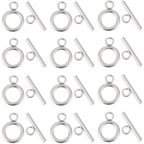 SUNNYCLUE 1 Box 50 Sets Knebelverschlüsse Schmuck Kippverschluss 304 Edelstahl T Bar Verschlüsse Runde Knebel Schmuckverschlüsse Hohle IQ Kippverschlüsse Für Die Schmuckherstellung Verschlüsse DIY Arm von SUNNYCLUE