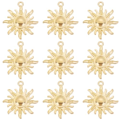 SUNNYCLUE 1 Box 50 Stück Sonnen Charms Sonnenperlen Metall Antik Golden Himmelslegierung Perlen Glänzend Baumelnd Sonnenblumen Charms Für Die Schmuckherstellung Charms Armbänder Halskette Ohrringe Sch von SUNNYCLUE