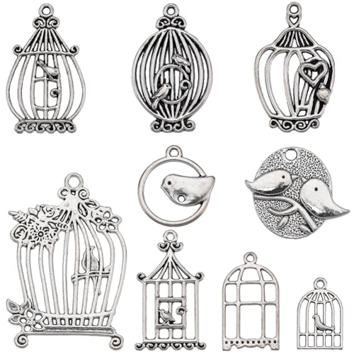SUNNYCLUE 1 Box 54 Stück 9 Stile Vogel Charms Große Tier Charms Frühlingshaus Antik Silber Tibetische Legierung Vogelkäfig Charm Für Schmuckherstellung Charms Zubehör DIY Halsketten Armbänder Ohrringe SUNNYCLUE 1 Box 54 Stück 9 Stile Vogel Charms Große Tier Charms Frühlingshaus Antik Silber Tibetische Legierung Vogelkäfig Charm Für Schmuckherstellung Charms Zubehör DIY Halsketten Armbänder Ohrringe von SUNNYCLUE