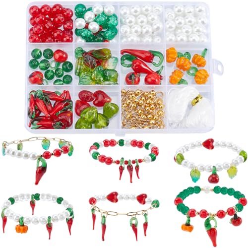 SUNNYCLUE 1 Box 6 Armband Bastelsets Chili Pfeffer Anhänger Lampwork Anhänger Mit Rotem Paprika Große Menge Rot Grüner Glasperlen Scharfe Paprika Gemüse Anhänger Für Schmuckherstellungssets Für Erwach SUNNYCLUE 1 Box 6 Armband Bastelsets Chili Pfeffer Anhänger Lampwork Anhänger Mit Rotem Paprika Große Menge Rot Grüner Glasperlen Scharfe Paprika Gemüse Anhänger Für Schmuckherstellungssets Für Erwach von SUNNYCLUE