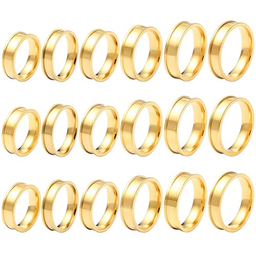 SUNNYCLUE 1 Box 6 Größen 18 Stück Edelstahl Ringrohlinge Gold Inlay Ring-Set 6 mm breit runder Metall leerer Kern gerillt US-Größe 7/8/9/10/11/12 Fingerfindungen für Schmuckherstellung, Handwerk SUNNYCLUE 1 Box 6 Größen 18 Stück Edelstahl Ringrohlinge Gold Inlay Ring-Set 6 mm breit runder Metall leerer Kern gerillt US-Größe 7/8/9/10/11/12 Fingerfindungen für Schmuckherstellung, Handwerk von SUNNYCLUE