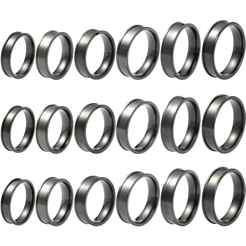 SUNNYCLUE 1 Box 6 Größen 18 Stück Schwarze Inlay Ringe Edelstahl Ringrohlings Set Breit 6mm Metall Rund Gerillt Leer US Größe 7/8/9/10/11/12 Finger Beschläge Für Schmuckherstellung Bastelbedarf Unisex SUNNYCLUE 1 Box 6 Größen 18 Stück Schwarze Inlay Ringe Edelstahl Ringrohlings Set Breit 6mm Metall Rund Gerillt Leer US Größe 7/8/9/10/11/12 Finger Beschläge Für Schmuckherstellung Bastelbedarf Unisex von SUNNYCLUE