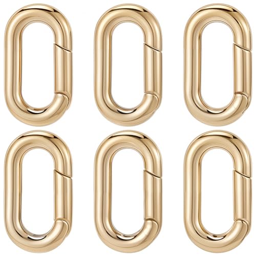 SUNNYCLUE 1 Box 6 Stück Echte 18 Karat Vergoldete Feder Schlüsselringschnalle Dünne Ovale Federringe Verbindungsstück Schnapphaken Karabinerverschlüsse Für Schmuckherstellungszubehör DIY Schlüsselanhä von SUNNYCLUE