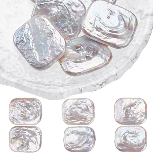 SUNNYCLUE 1 Box 6 Stück Rechteckige Perlen Weiße Perlen Großpackung 18 x 25mm Keshi Nuggets Süßwasser Zuchtperlen Lose Abstandsperlen Zur Schmuckherstellung Ohrringe Armbänder Halsketten DIY Bastelzu von SUNNYCLUE