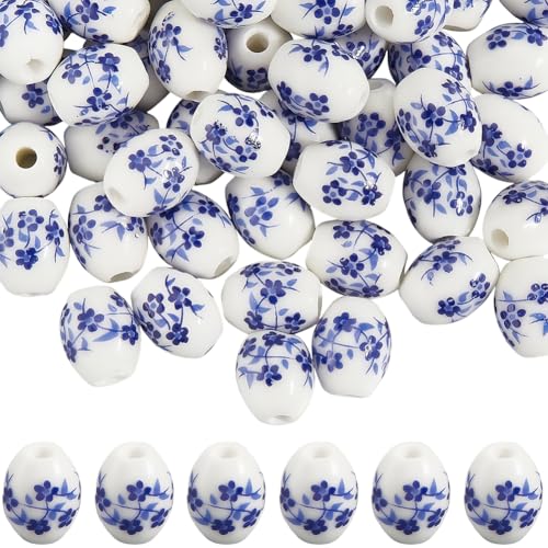 SUNNYCLUE 1 Box 60 Stück Blaue Keramikperlen Porzellanperlen 8mm Oval Weißes Und Blaues Porzellan Floridnmuster Bedruckt Lose Abstandshalter Für Bastelbedarf Schmuckherstellung Ohrringe Halsketten AR SUNNYCLUE 1 Box 60 Stück Blaue Keramikperlen Porzellanperlen 8mm Oval Weißes Und Blaues Porzellan Floridnmuster Bedruckt Lose Abstandshalter Für Bastelbedarf Schmuckherstellung Ohrringe Halsketten AR von SUNNYCLUE