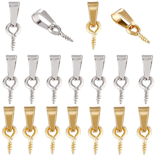 SUNNYCLUE 1 Box 60 Stück Schmuckzubehör Ösenstifte Schraubösenstifte Ösenösen Ösenösen Ösenösen Silber Gold Edelstahl Schraubösenstifte Für Halbgebohrte Perlen Charms Schmuckherstellung DIY Halsketten von SUNNYCLUE