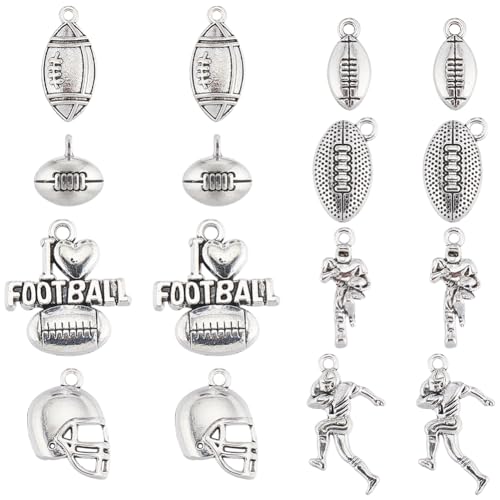 SUNNYCLUE 1 Box 64 Stück Fußball Charms Große Menge American Football Sport Charm 3D Rugby Ball Perle Tibetischer Stil Antik Silber „I Love Football“ Charm Fußballspieler Sport Charms Für Die Schmuckh SUNNYCLUE 1 Box 64 Stück Fußball Charms Große Menge American Football Sport Charm 3D Rugby Ball Perle Tibetischer Stil Antik Silber „I Love Football“ Charm Fußballspieler Sport Charms Für Die Schmuckh von SUNNYCLUE